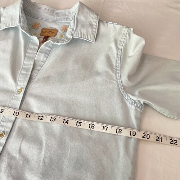 DRIFTWOOD Light Washed Embroidered Back Demin Shirt Size M - Picture 9 of 14